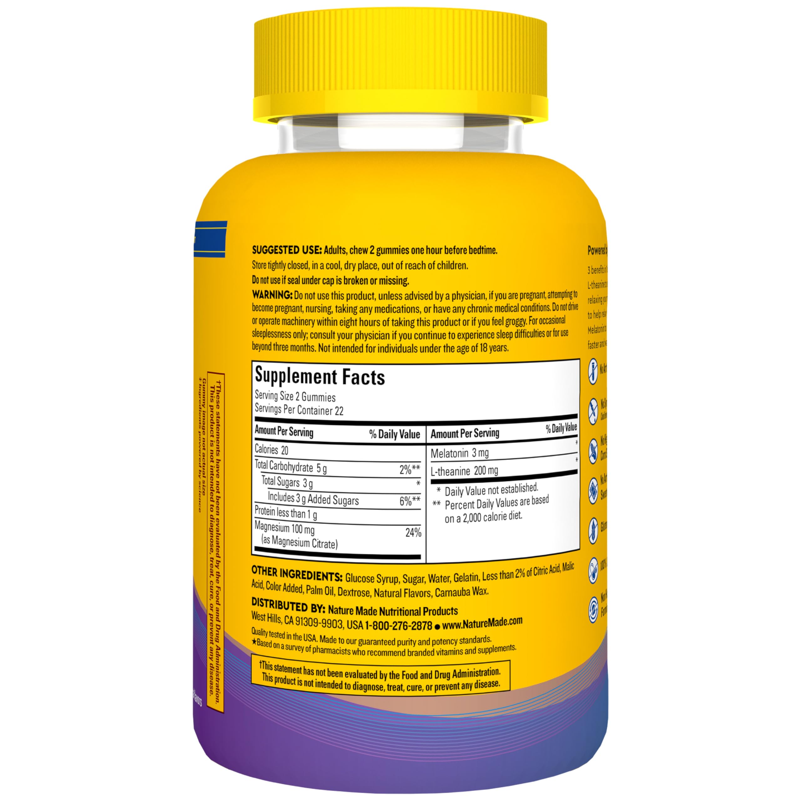 Nature Made Wellblends Sleep and Recover, Sleep Aid with Melatonin 3mg to Support Restful Sleep, plus L theanine 200mg and Magnesium Citrate, 44 Gummies - Image 7