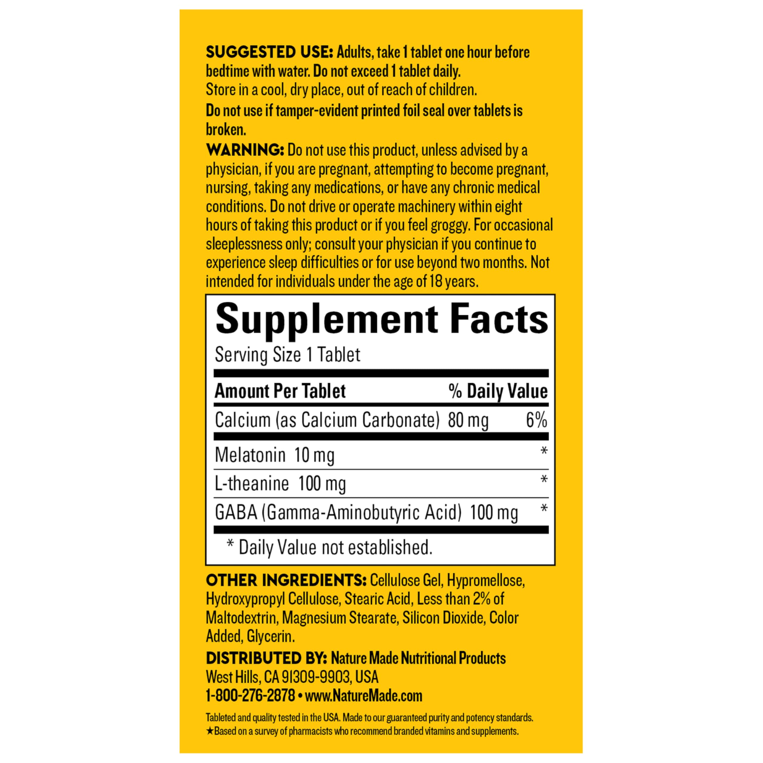 Nature Made Wellblends Sleep Longer, Melatonin 10mg, L theanine 100 mg, and GABA 100mg, Sleep Supplement, 35 Tri-Layer Tablets - Image 6