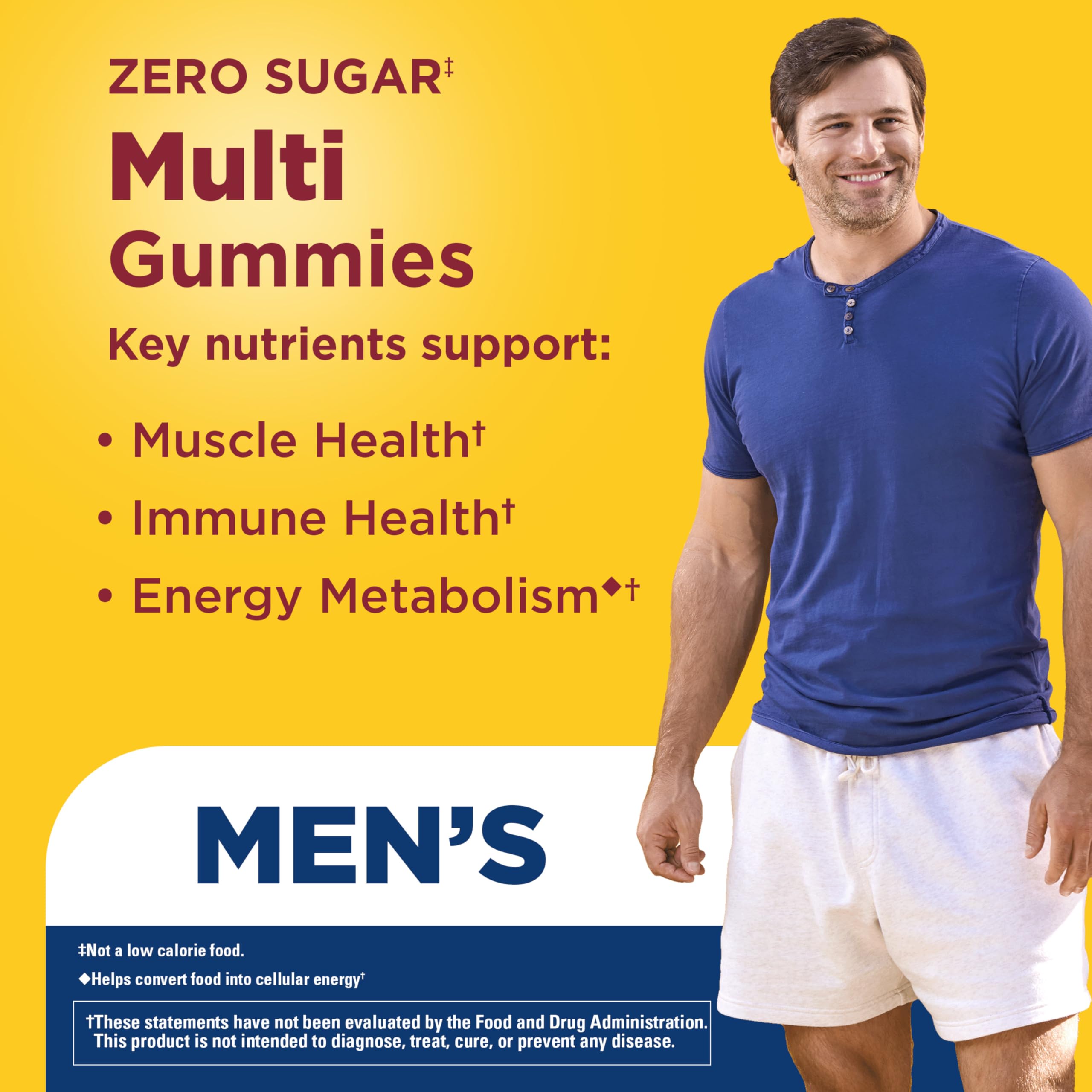 Nature Made Zero Sugar Multivitamin Men's Gummies, Muscle & Immune Support, Aspartame Free, 90 Sugar Free Multivitamin Gummies, 45 Day Supply - Image 3