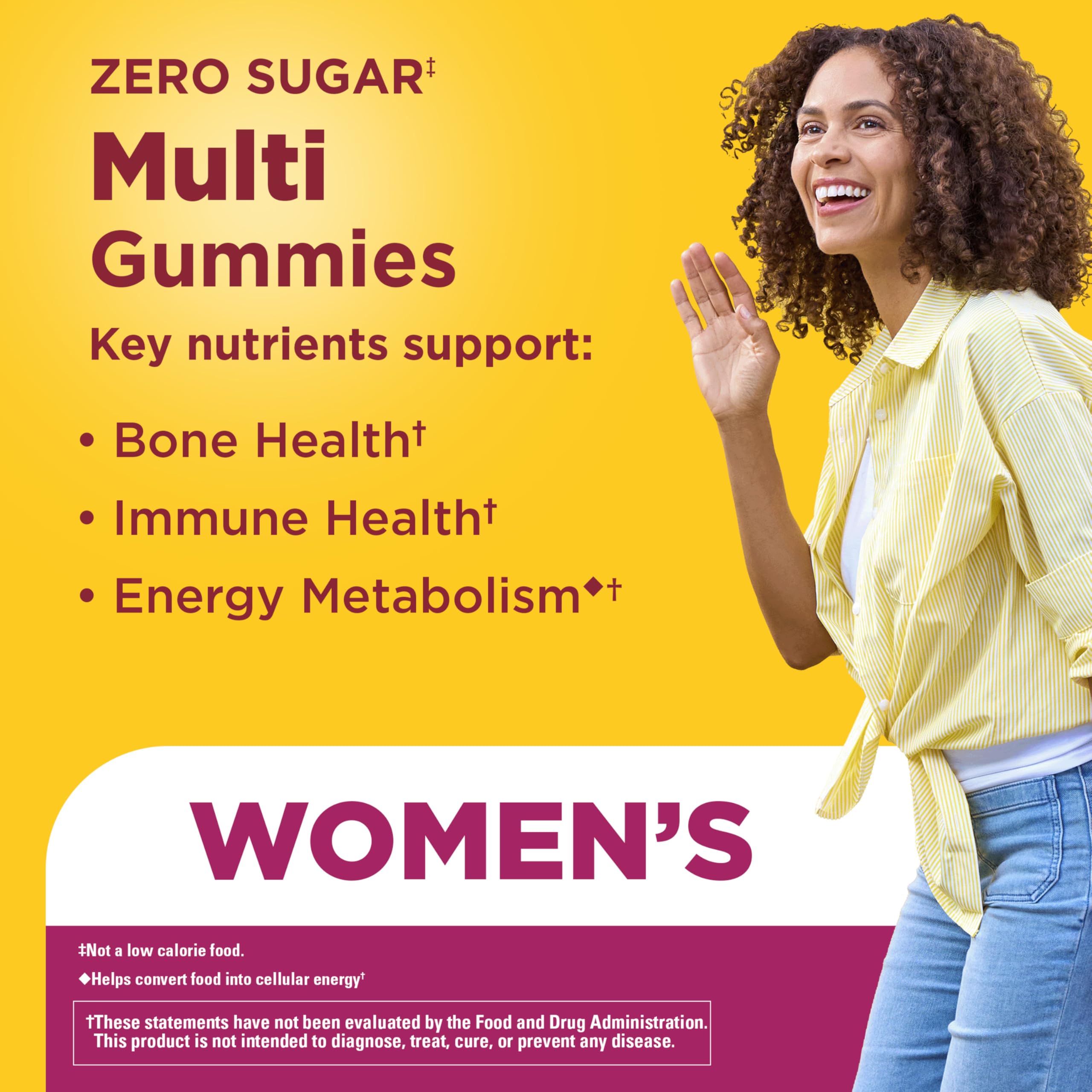 Nature Made Zero Sugar Multivitamin Women's Gummies, Bone & Immune Support, Aspartame Free, 90 Sugar Free Multivitamin Gummies, 45 Day Supply - Image 3